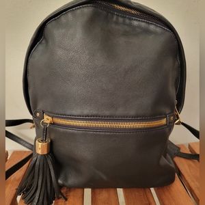 Margot Black Leather Back Pack Purse